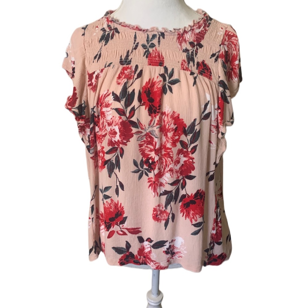 Maurice’s Pink Floral Top with Flutter sleeves